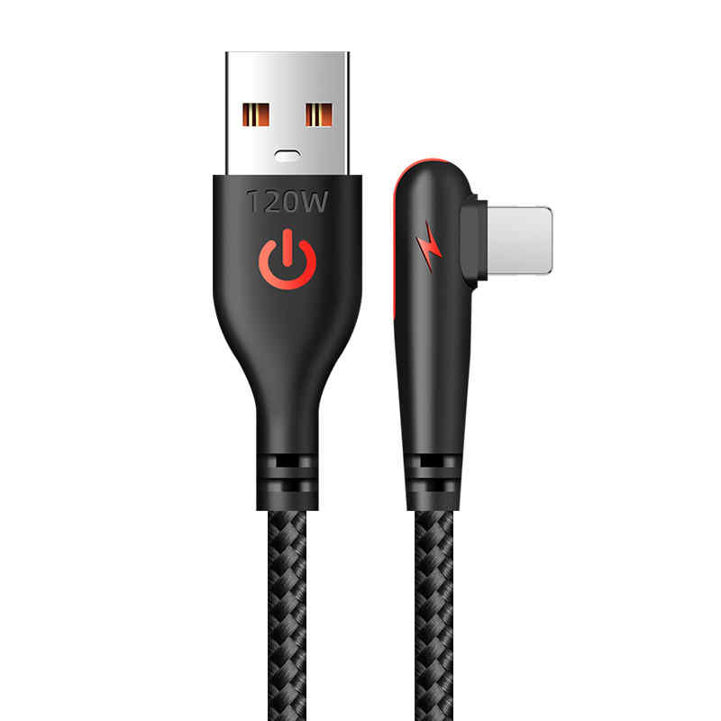 90° Right Angle 3A Braided USB Charger Cable 1M 2M for iPhone 14 13 12 11 X 7 - Picture 9 of 10