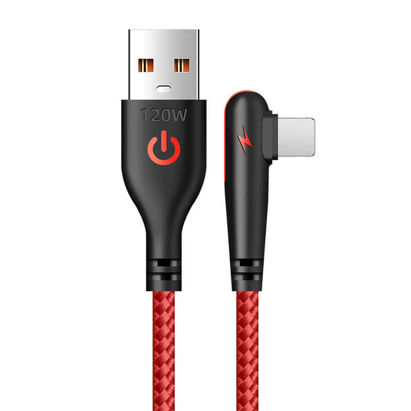 90° Right Angle 3A Braided USB Charger Cable 1M 2M for iPhone 14 13 12 11 X 7 - Picture 10 of 10