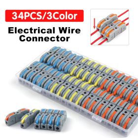 34 Pcs Stackable Spring Lever Terminal Block Electrical Cable Wire Connector