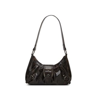 Y2K Retro Style Shoulder Bag, Maillard Pleated Rivet Armpit Bag, Fashionable Ladies Cool Leather Shoulder Bag