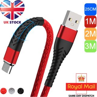 Braided Type C USB-C Cable Fast Charger for Samsung Galaxy S23 S22 S20 S10 S9 S8